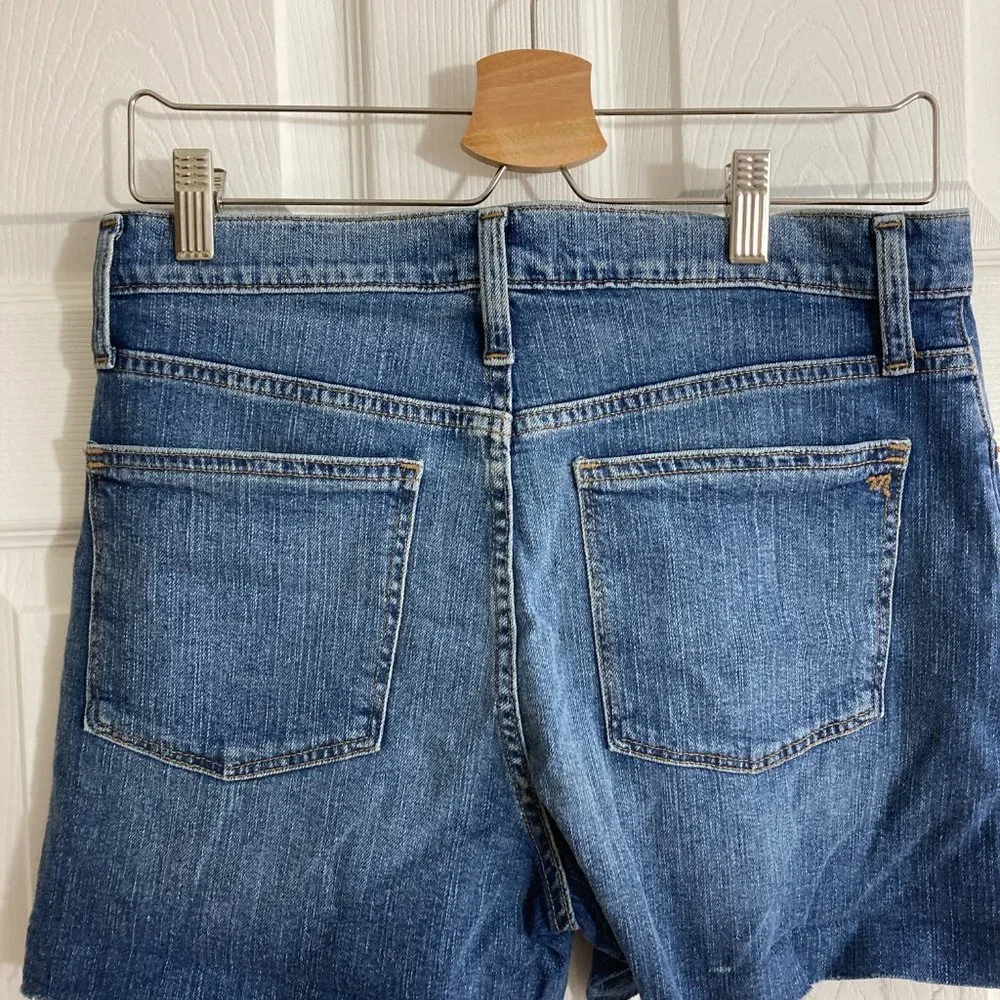 Madewell High Rise Denim Shorts Size 27 Medium Wash Distressed Raw Hem